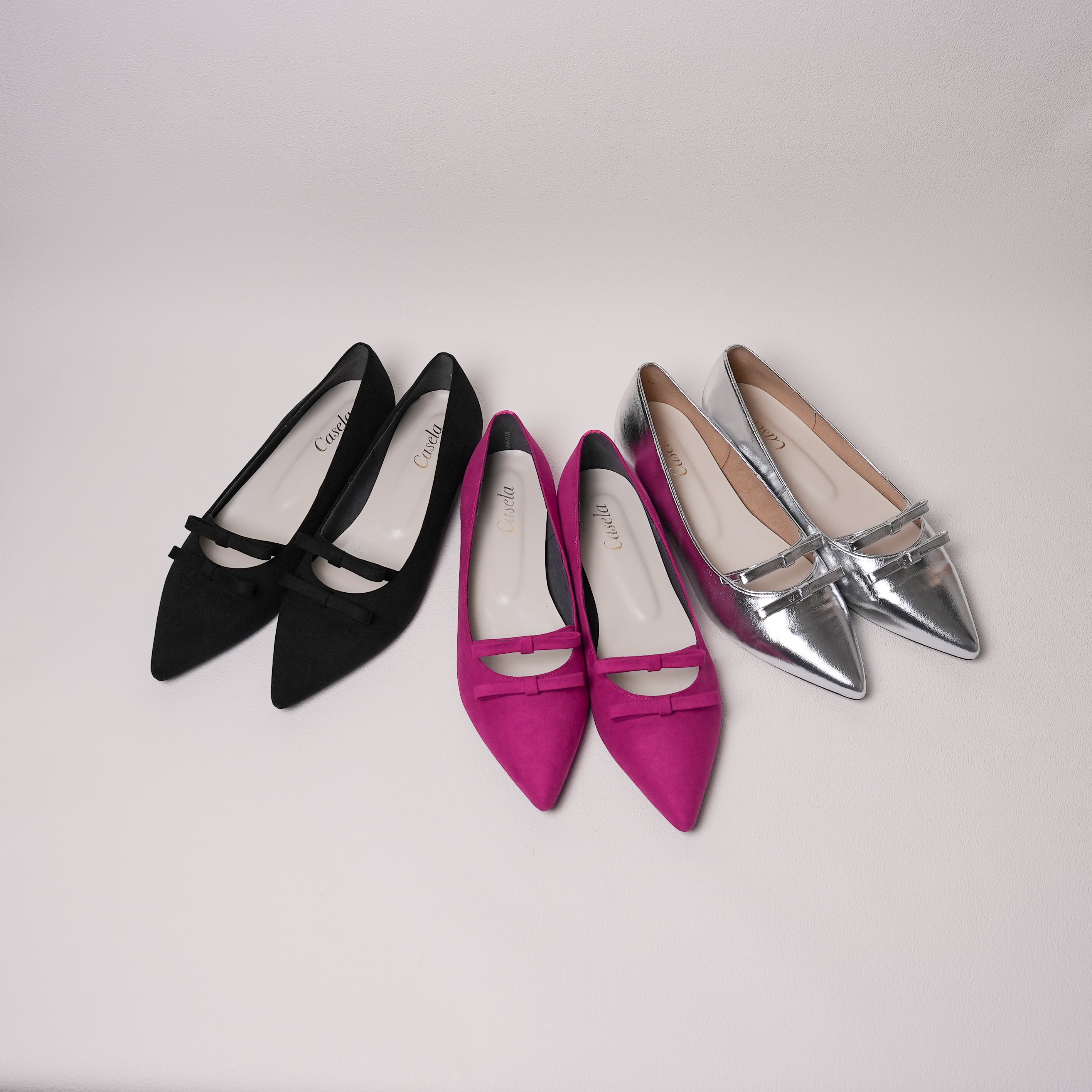 ポインテッドダブルリボンフラット